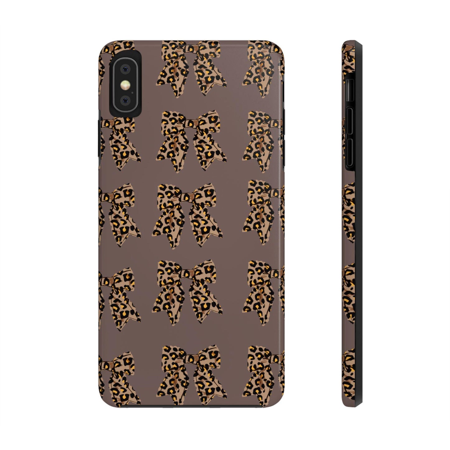 Brown Leopard Bow Tough Phone Cases