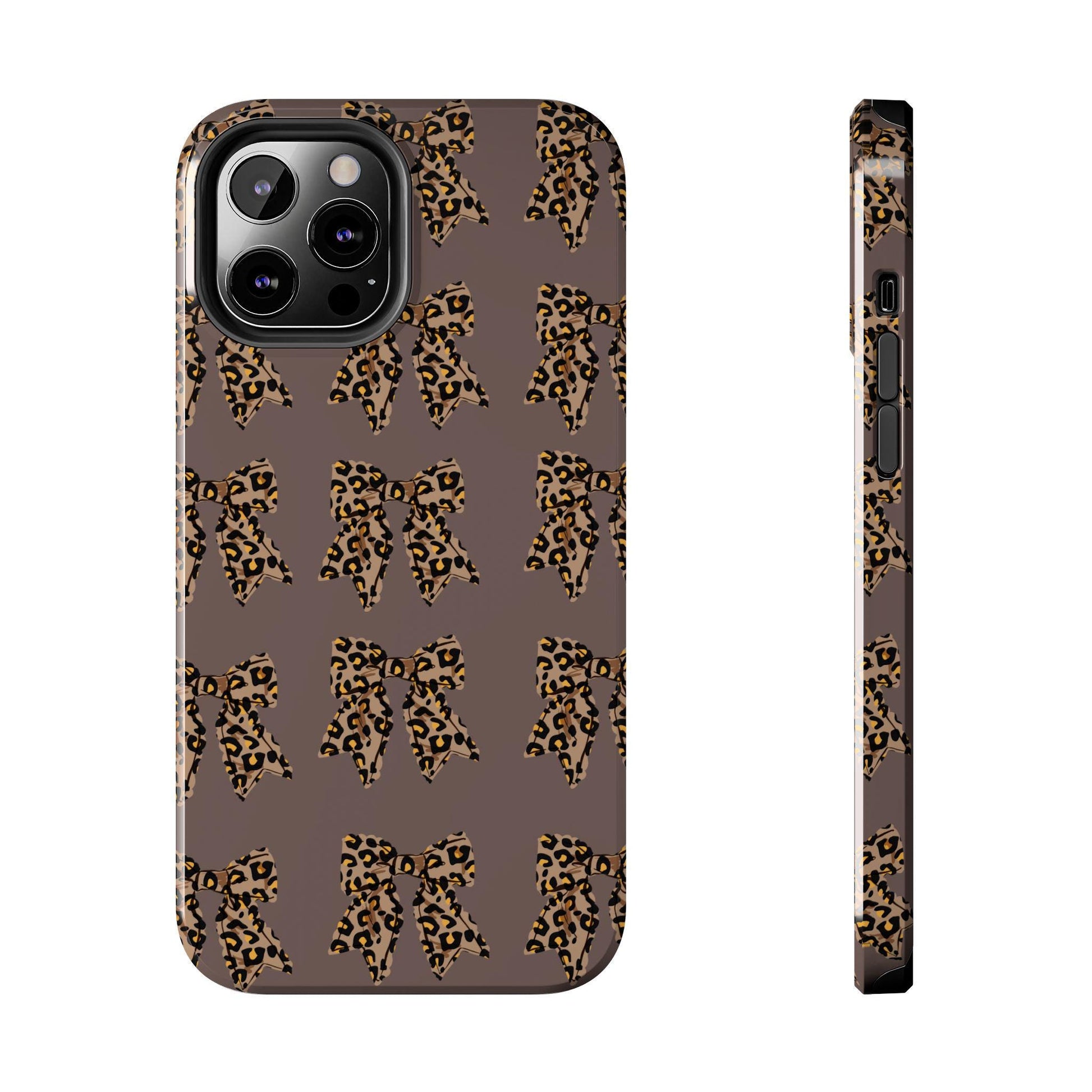 Brown Leopard Bow Tough Phone Cases