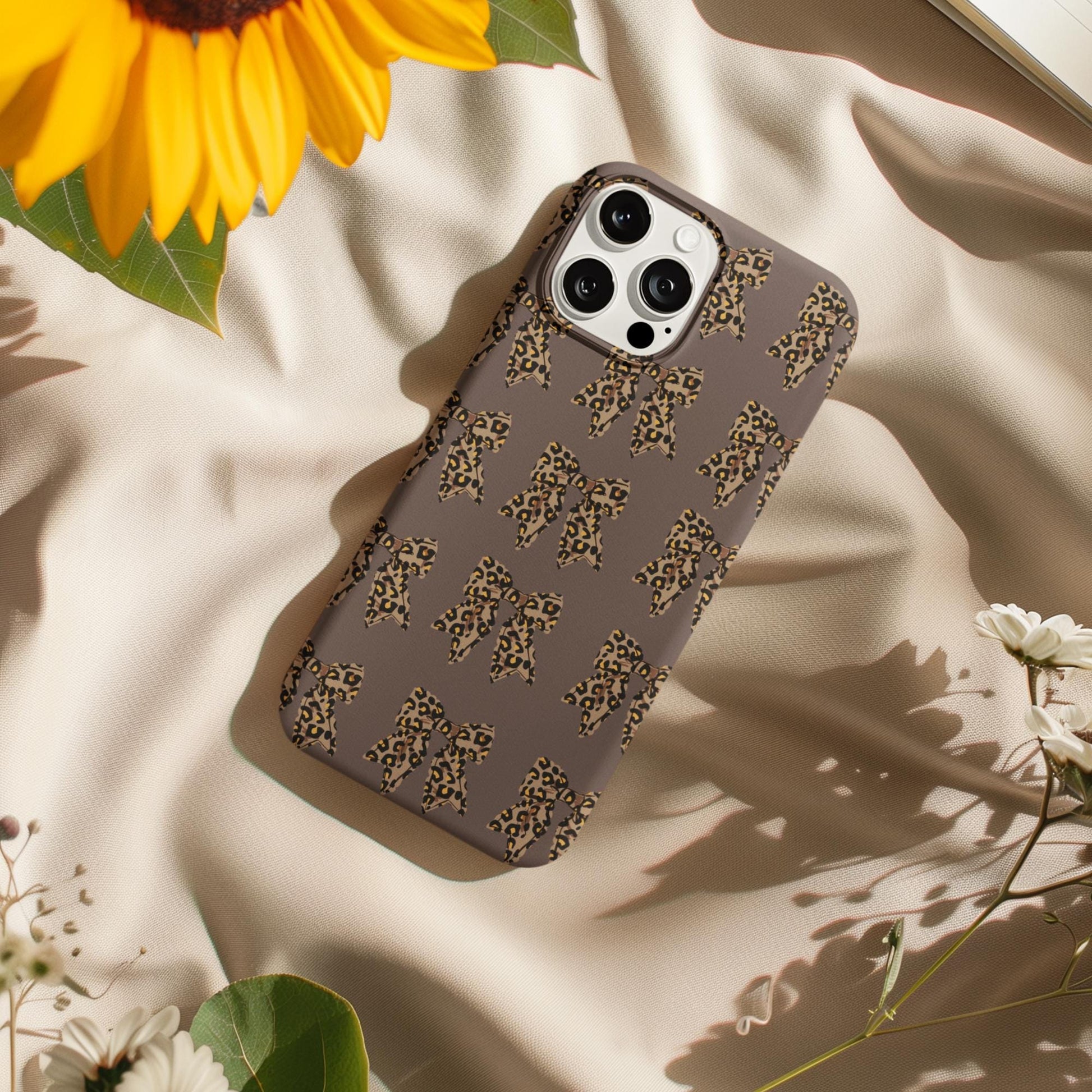 Brown Leopard Bow Tough Phone Cases