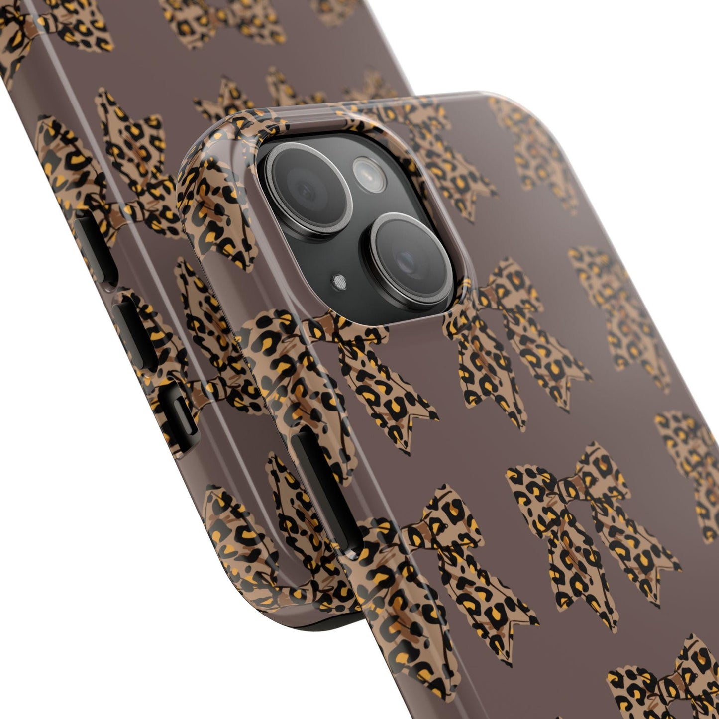 Brown Leopard Bow Tough Phone Cases