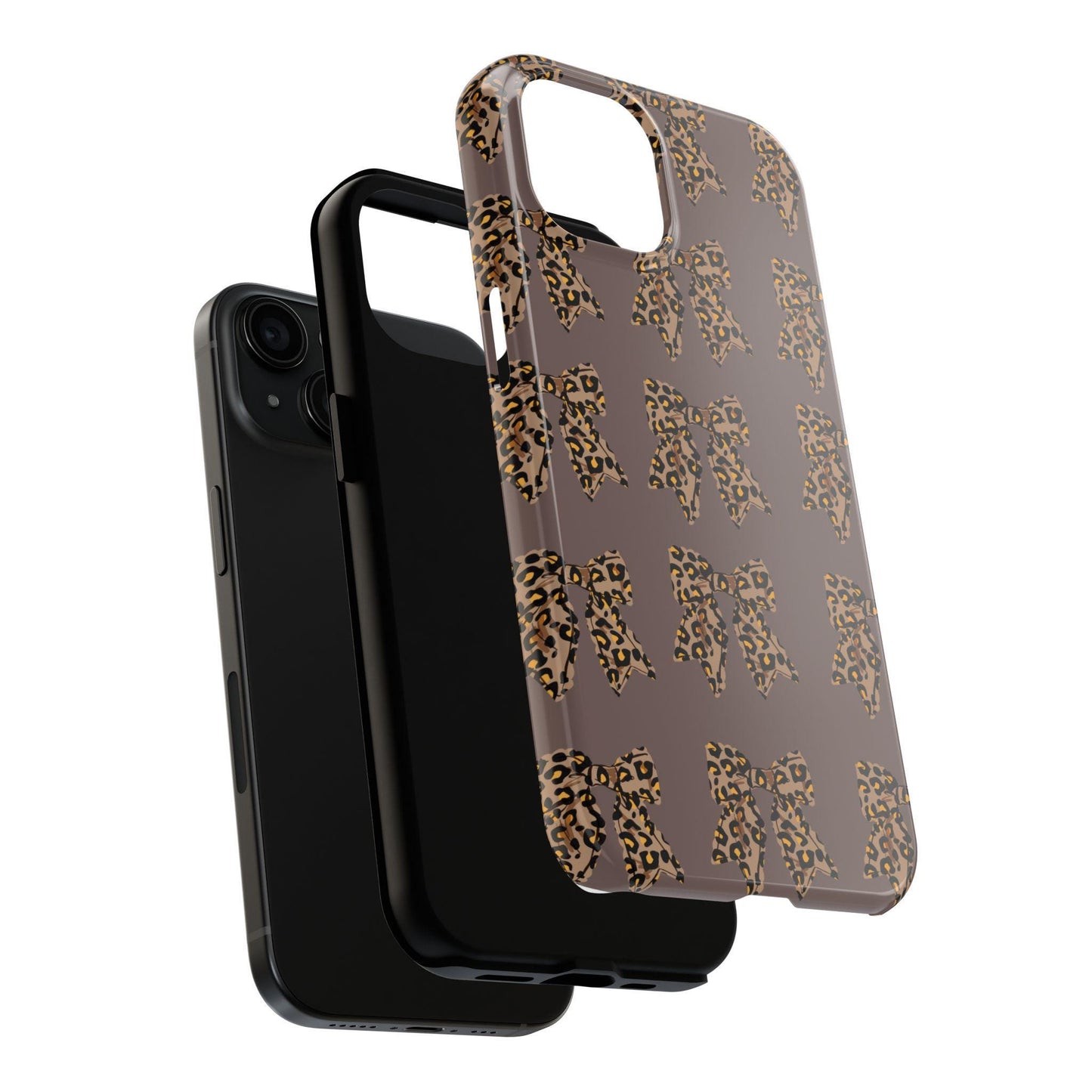 Brown Leopard Bow Tough Phone Cases