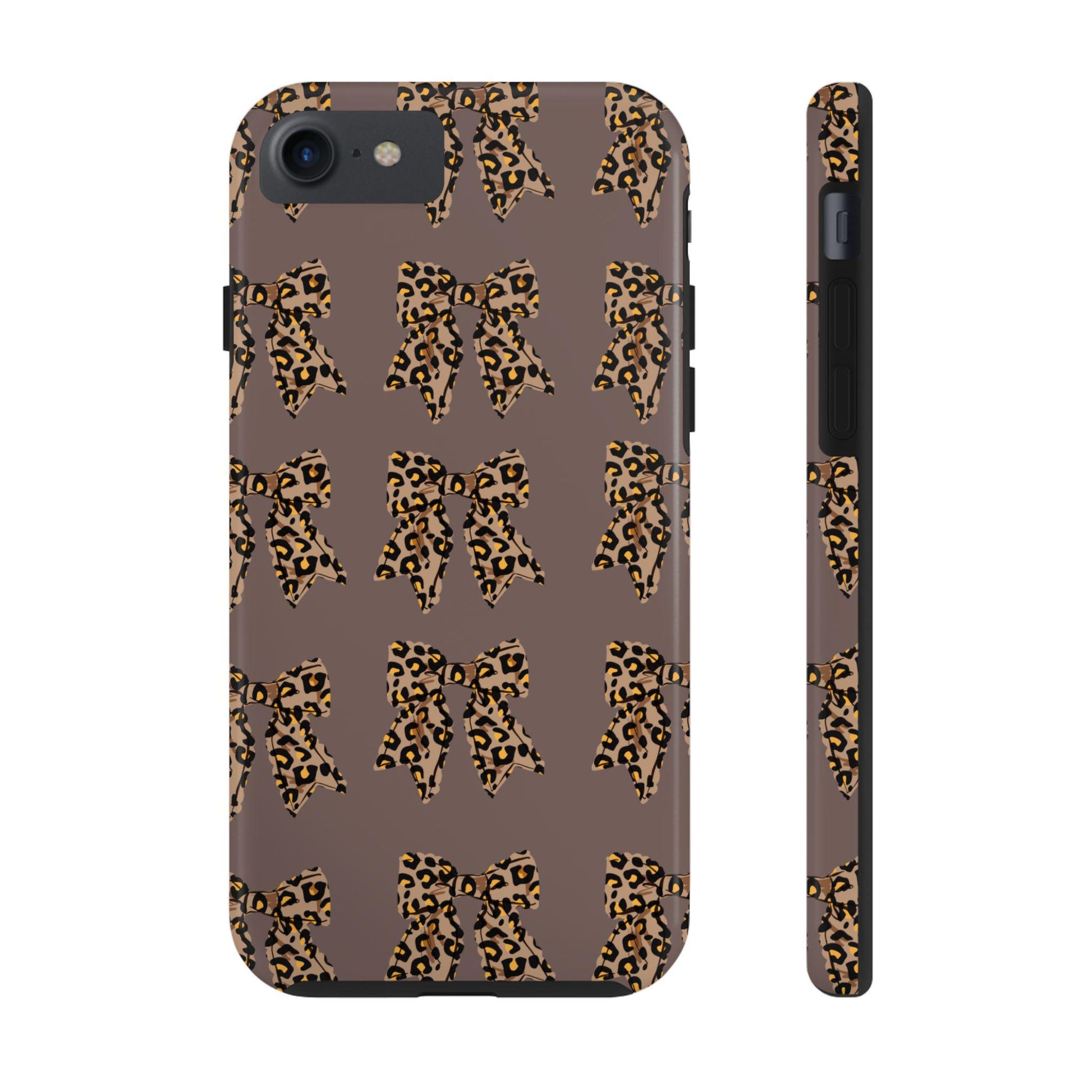 Brown Leopard Bow Tough Phone Cases