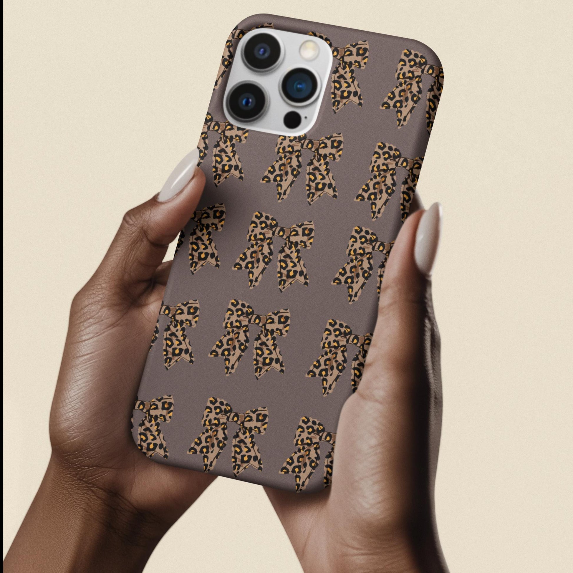 Brown Leopard Bow Tough Phone Cases